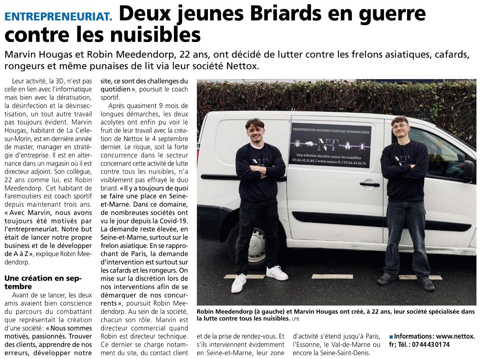 Nettox dans le Pays Briard Image d'un article de journal sur Nettox