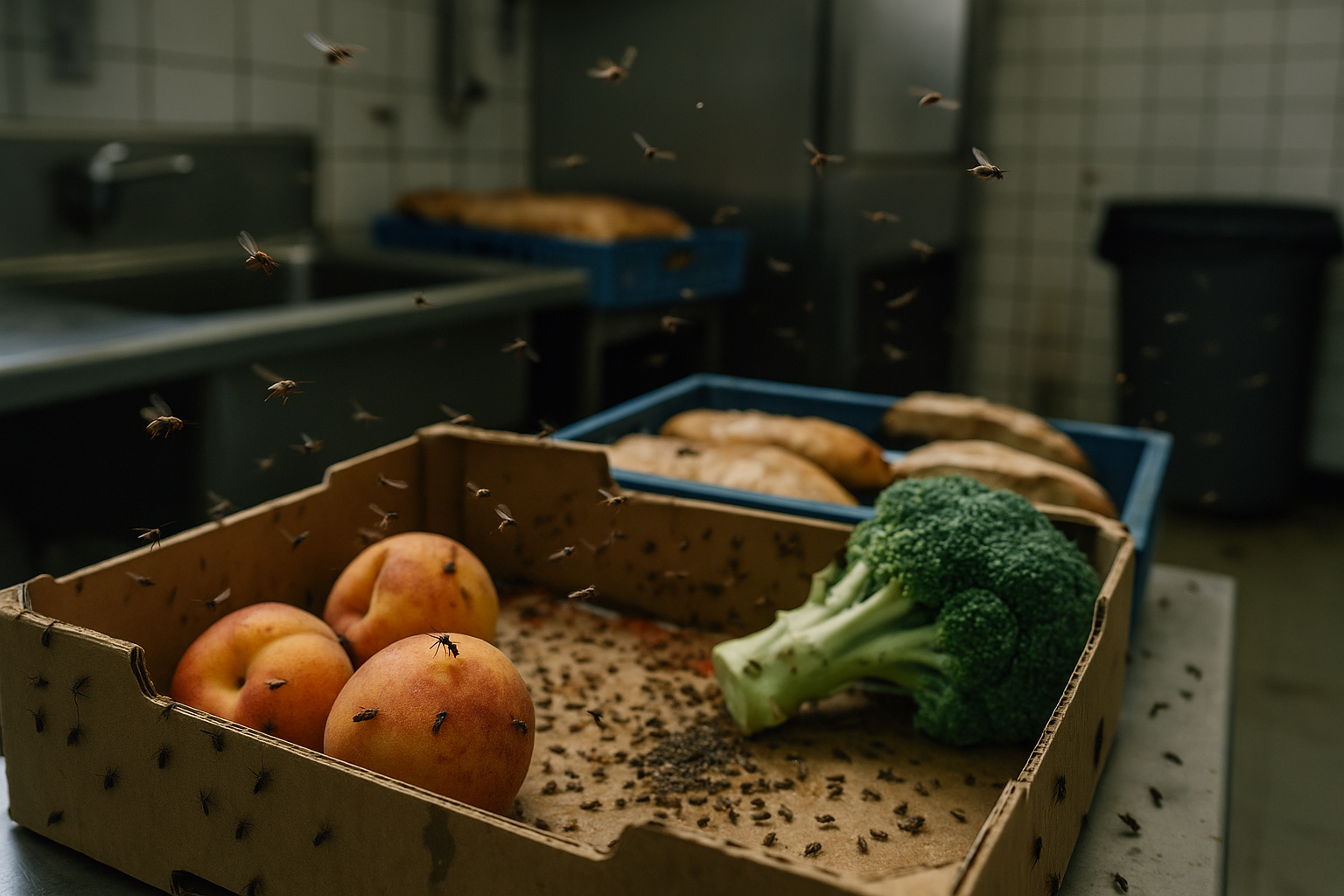 Fruits pourits moucherons